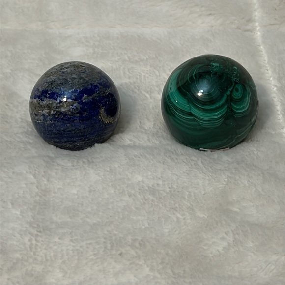 Lapis Lazuli and Malachite Crystal Spheres - Picture 2 of 2